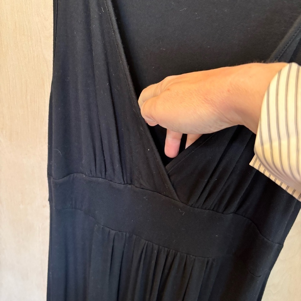 Minimalist Travel Maxi Dress Size Medium Loveappella Black Jersey Timeless Basic - Picture 7 of 9